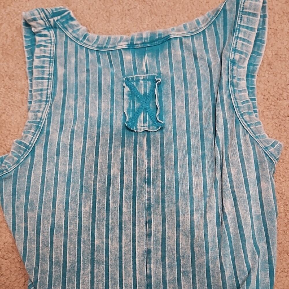Zenana Ribbed Semi-Cropped Tank – Turquoise Blue, Small - Picture 3 of 3